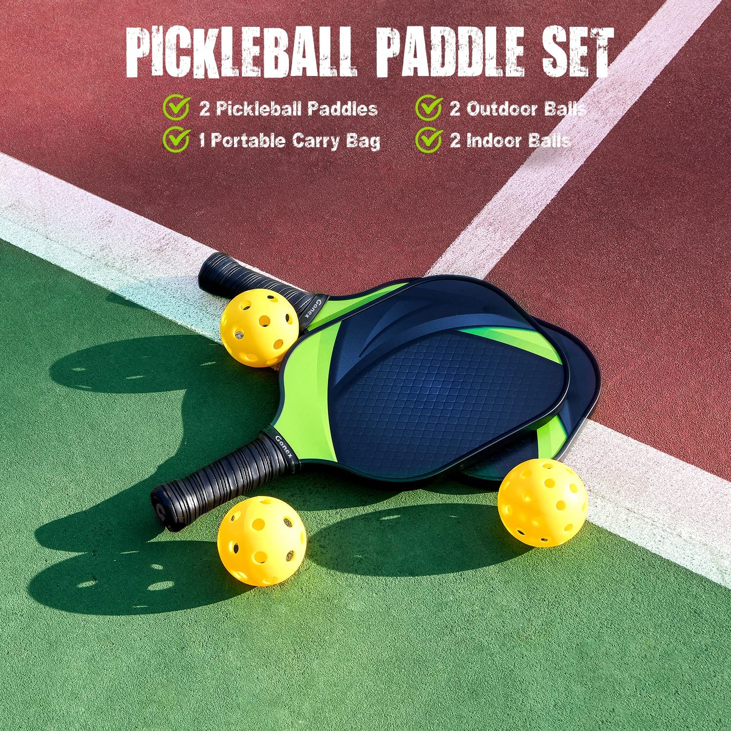 gonex-pickleball-rackets-set-of-2-premium-composite-paddles-for-beginners-to-pro image 5