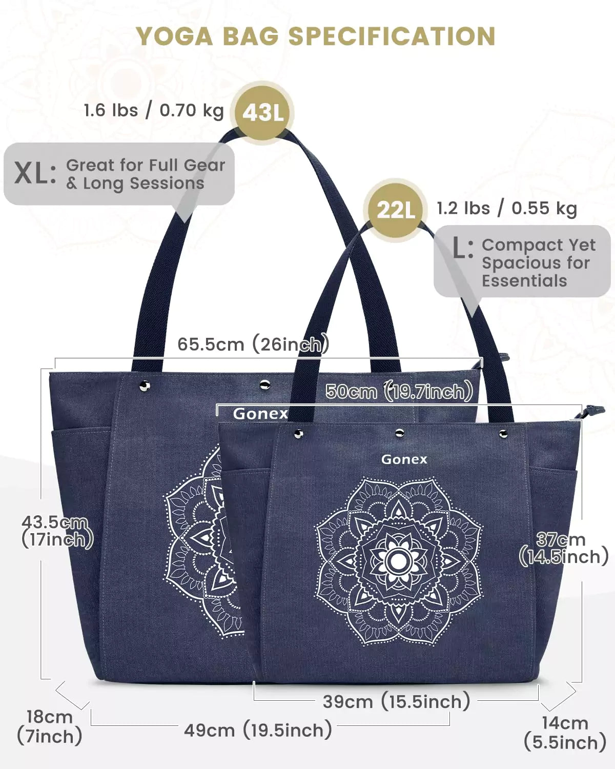 gonex-canvas-yoga-mat-bag-large-fold-out-front-pocket-20x13x5-1-inches-fits-72-m image 8