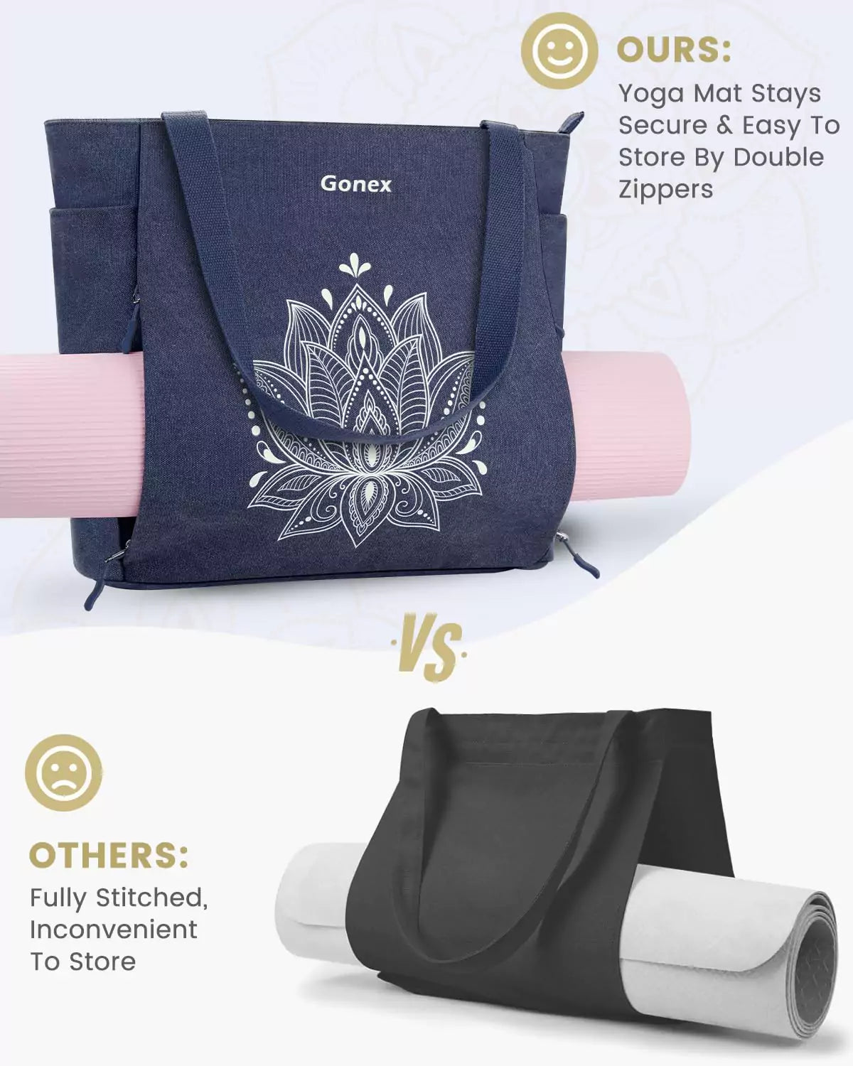 gonex-large-yoga-mat-bag-with-full-zipper-quick-access-mat-compartment-fits-6mm- image 2