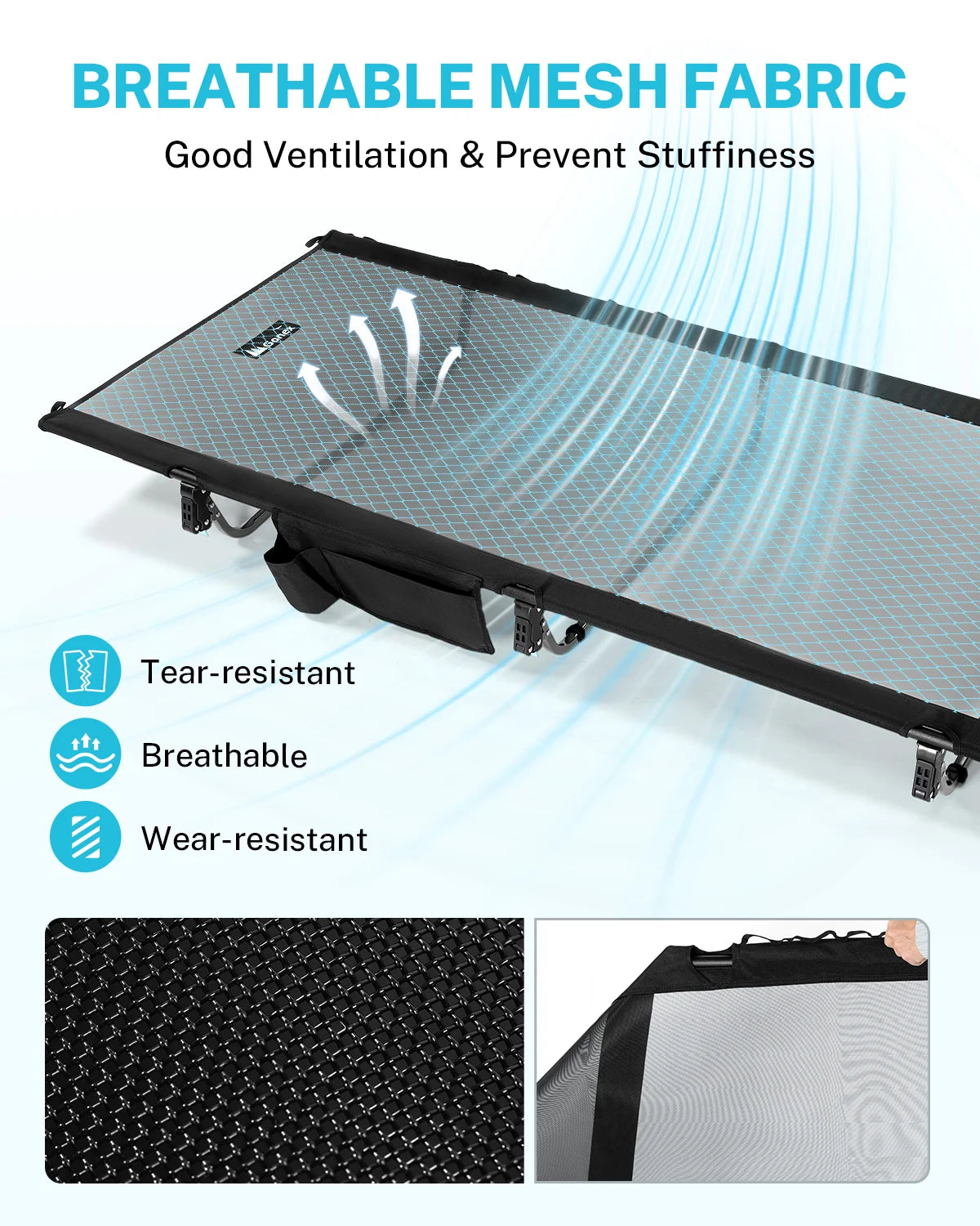 gonex-31-5-extra-wide-camping-cot-with-breathable-mesh-fabric-7075-aluminum-350- image 3
