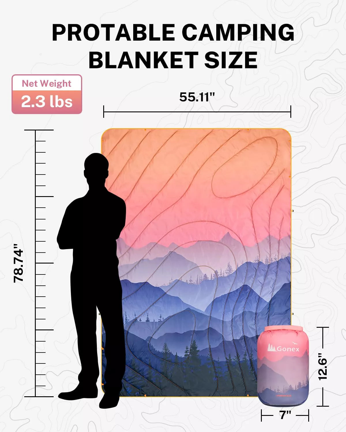 gonex-sunset-puffy-printed-outdoor-camping-blanket-79-x-55 image 4