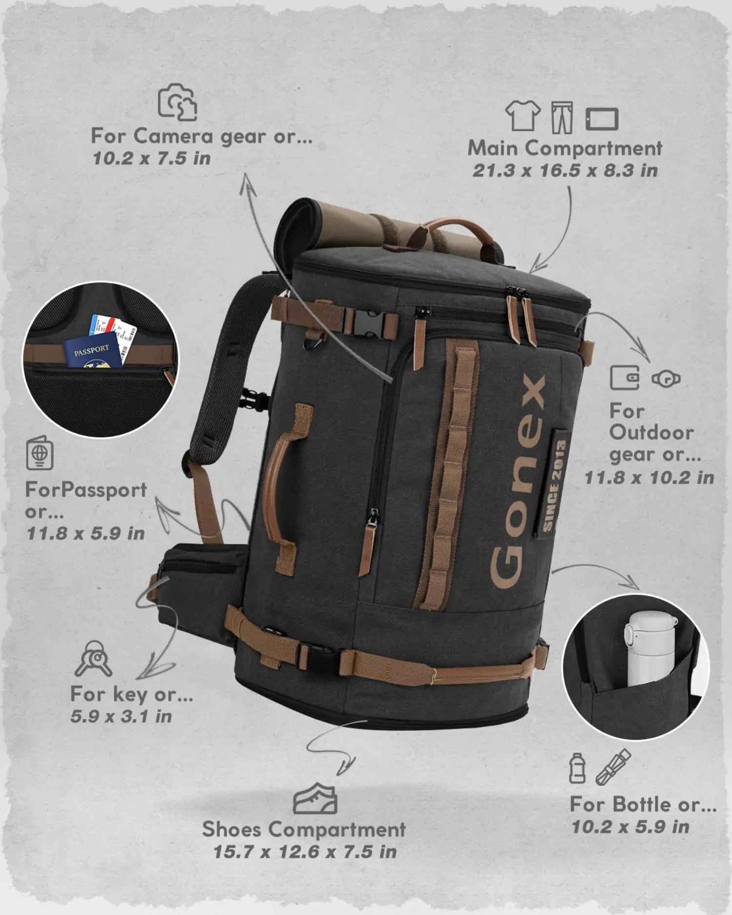 gonex-canvas-laptop-backpack-with-velcro-patch image 5