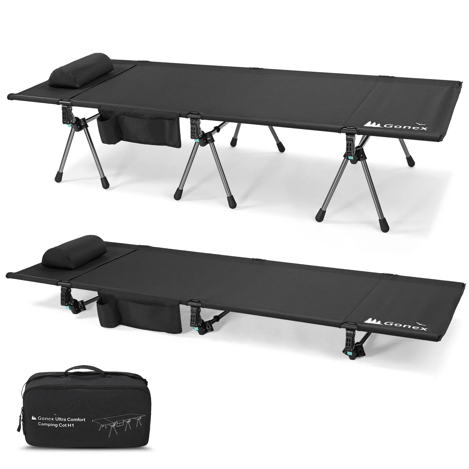 gonex-2-in-1-ultralight-folding-camping-cot-with-leg-extenders-350-lbs-capacity image 1
