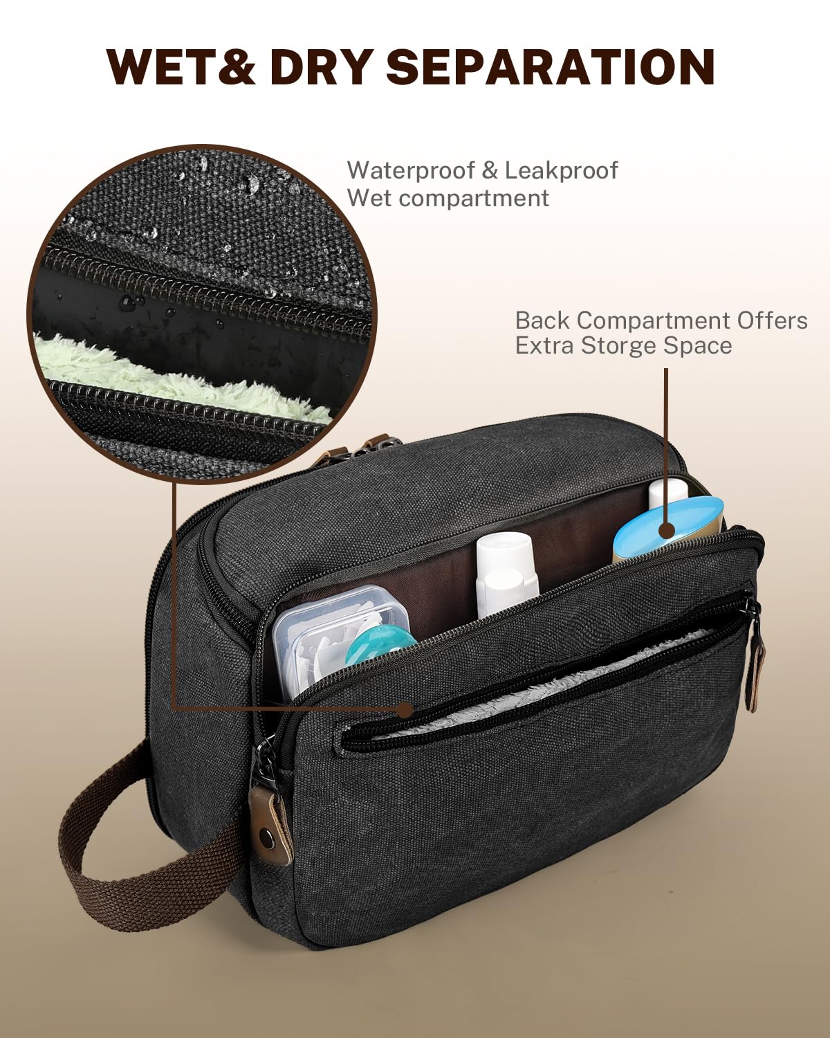 gonex-travel-toiletry-bag-for-men-water-resistant-canvas-dopp-kit image 6