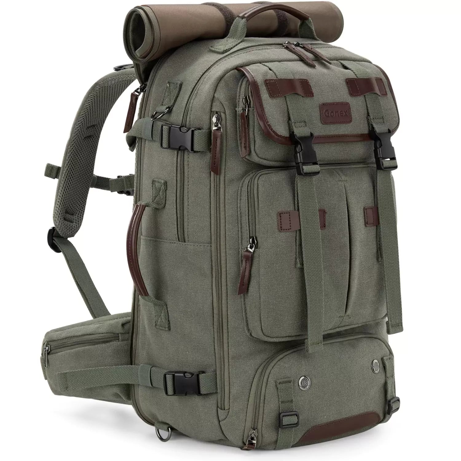 gonex-vintage-canvas-backpack-3-in-1-convertible-travel-bag-40l-45l image 3