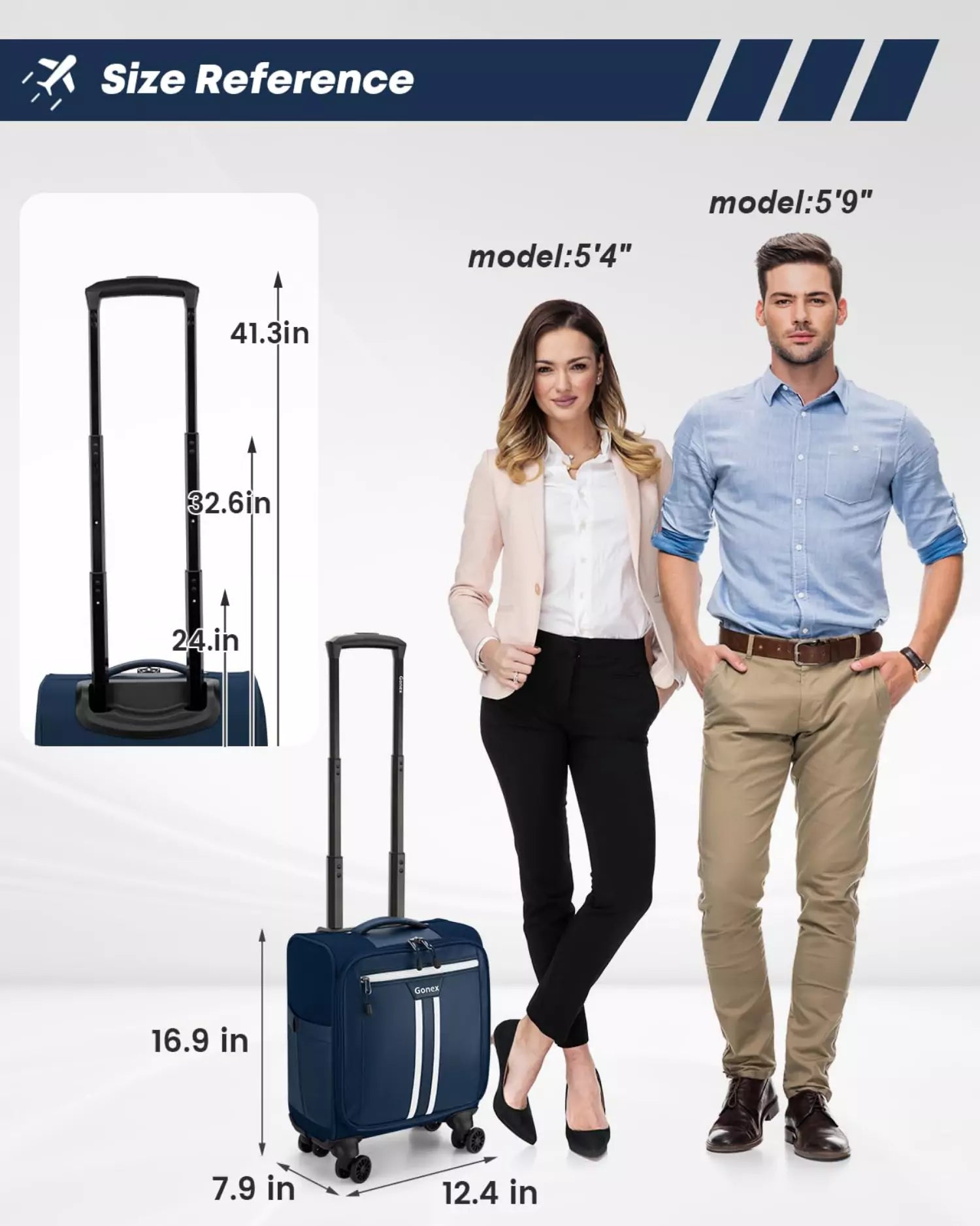 gonex-16-inch-rolling-spinner-carry-on-suitcase-with-waterproof-pvc image 8