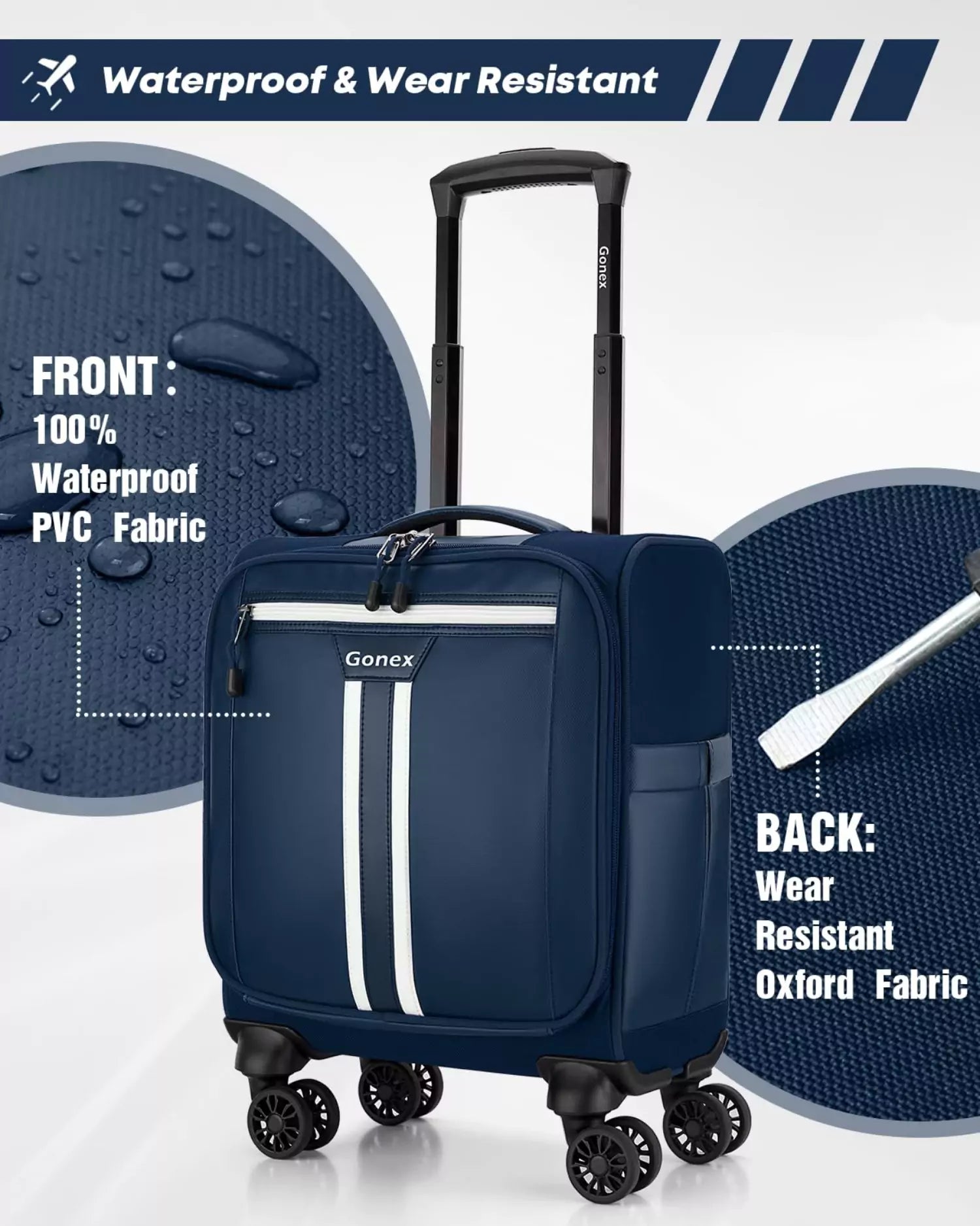 gonex-16-inch-rolling-spinner-carry-on-suitcase-with-waterproof-pvc image 4