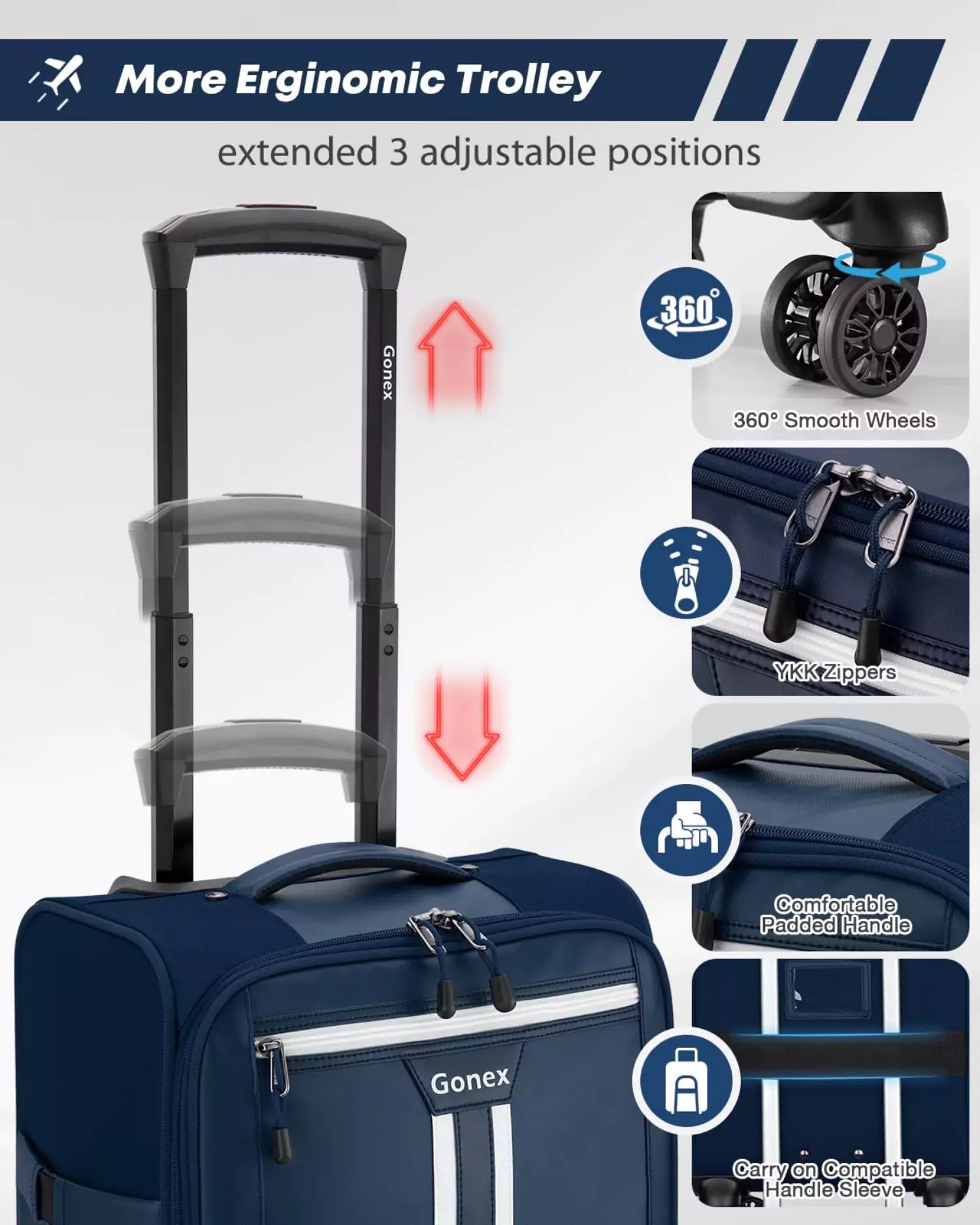 gonex-16-inch-rolling-spinner-carry-on-suitcase-with-waterproof-pvc image 7