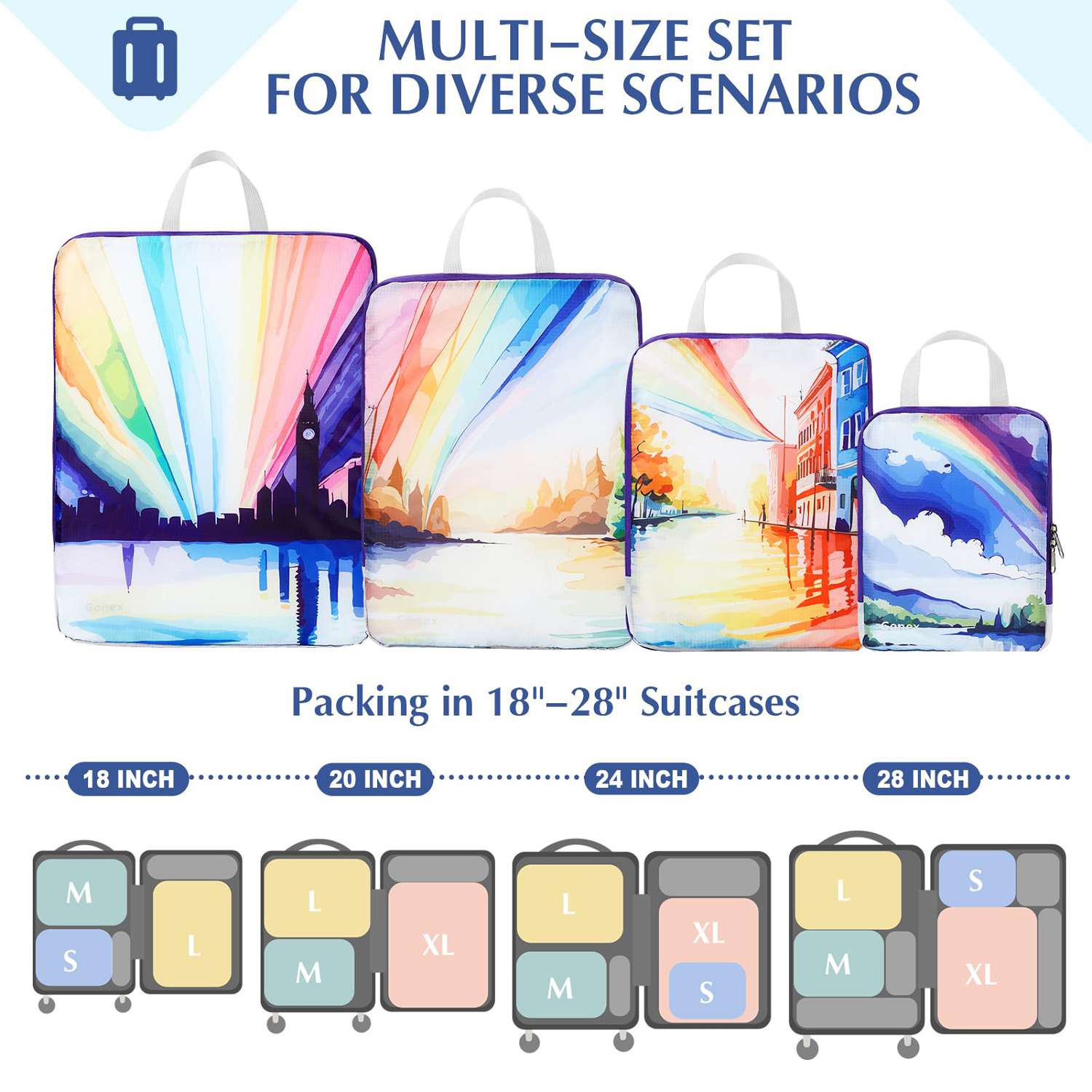 gonex-rainbow-compression-packing-cubes-4-piece-set image 3