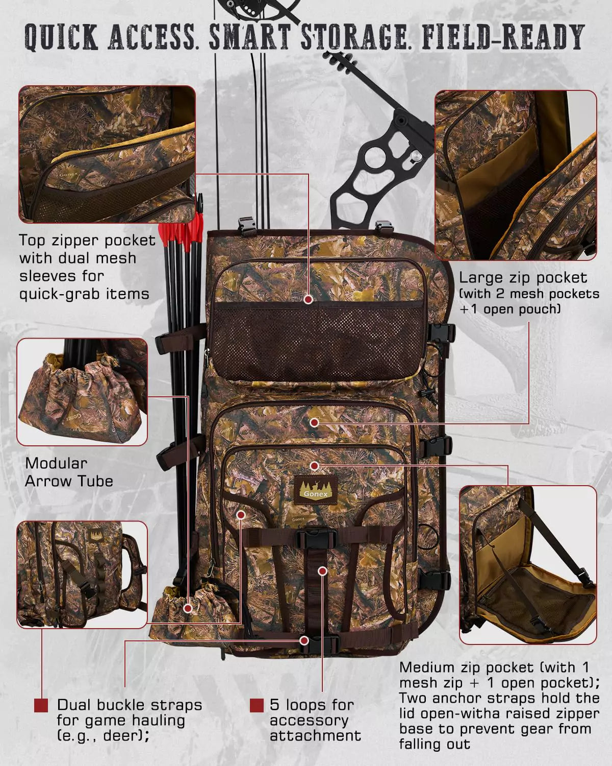 gonex-hunting-bow-and-arrow-backpack-with-detachable-case-900d-polyester image 4