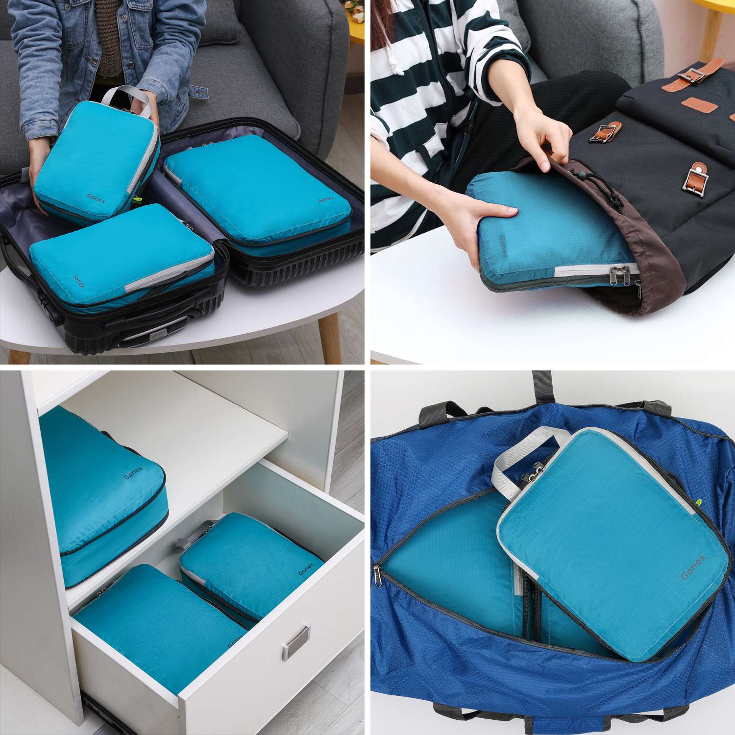 gonex-extensible-packing-cubes-3-piece-set-compression-rip-stop-nylon image 3