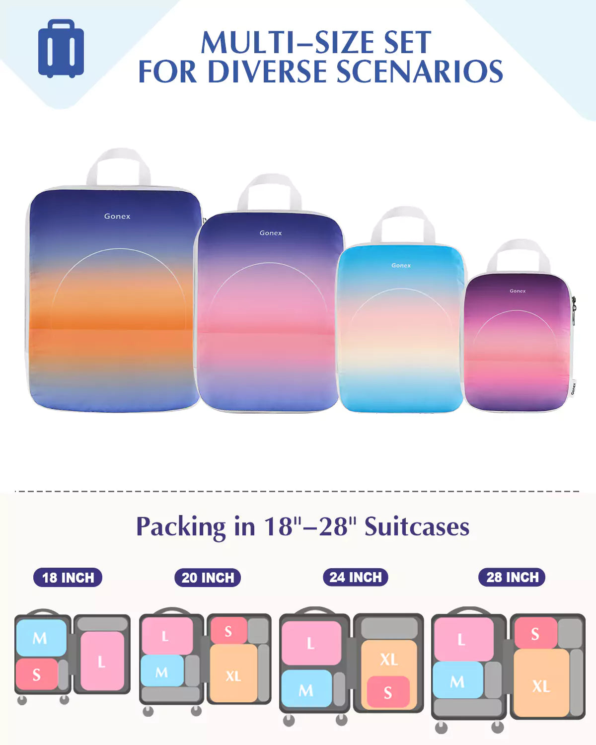 gonex-sunset-gradient-compression-packing-cubes-set image 6