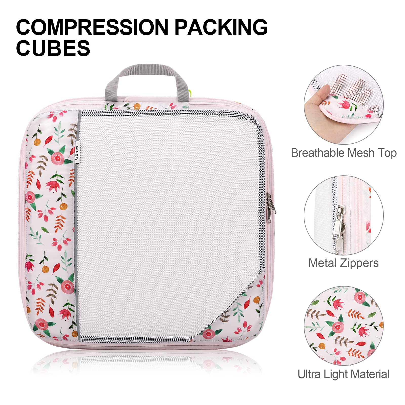 gonex-floral-compression-packing-cubes-6-piece-set-with-laundry-bag image 3