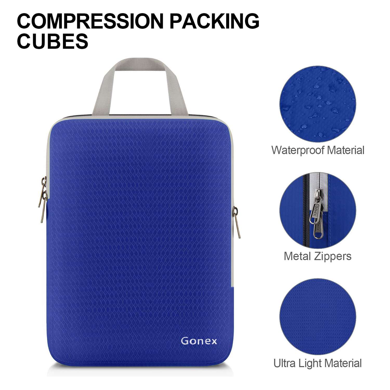 gonex-extensible-packing-cubes-3-piece-set-compression-rip-stop-nylon image 2