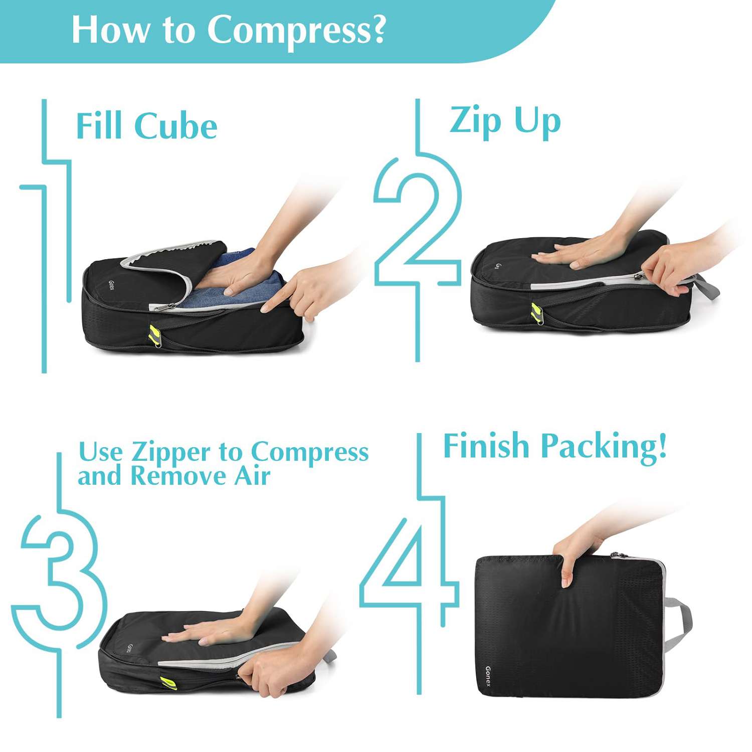 gonex-compression-packing-cubes-6-piece-set-with-clear-toiletry-bag-space-saving image 5