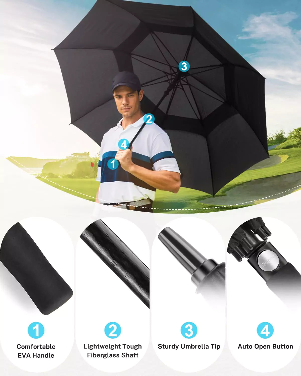 gonex-80-inch-extra-large-golf-umbrella-massive-6-foot-canopy-upf-50 image 6