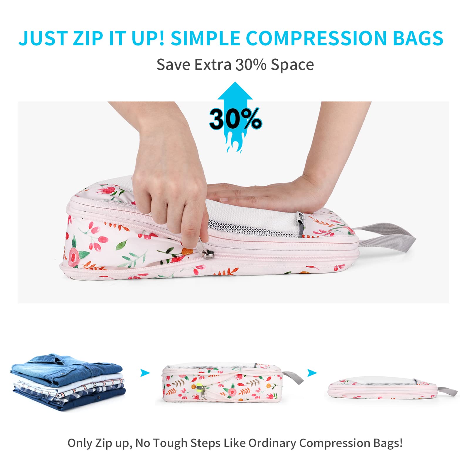 gonex-floral-compression-packing-cubes-6-piece-set-with-laundry-bag image 2