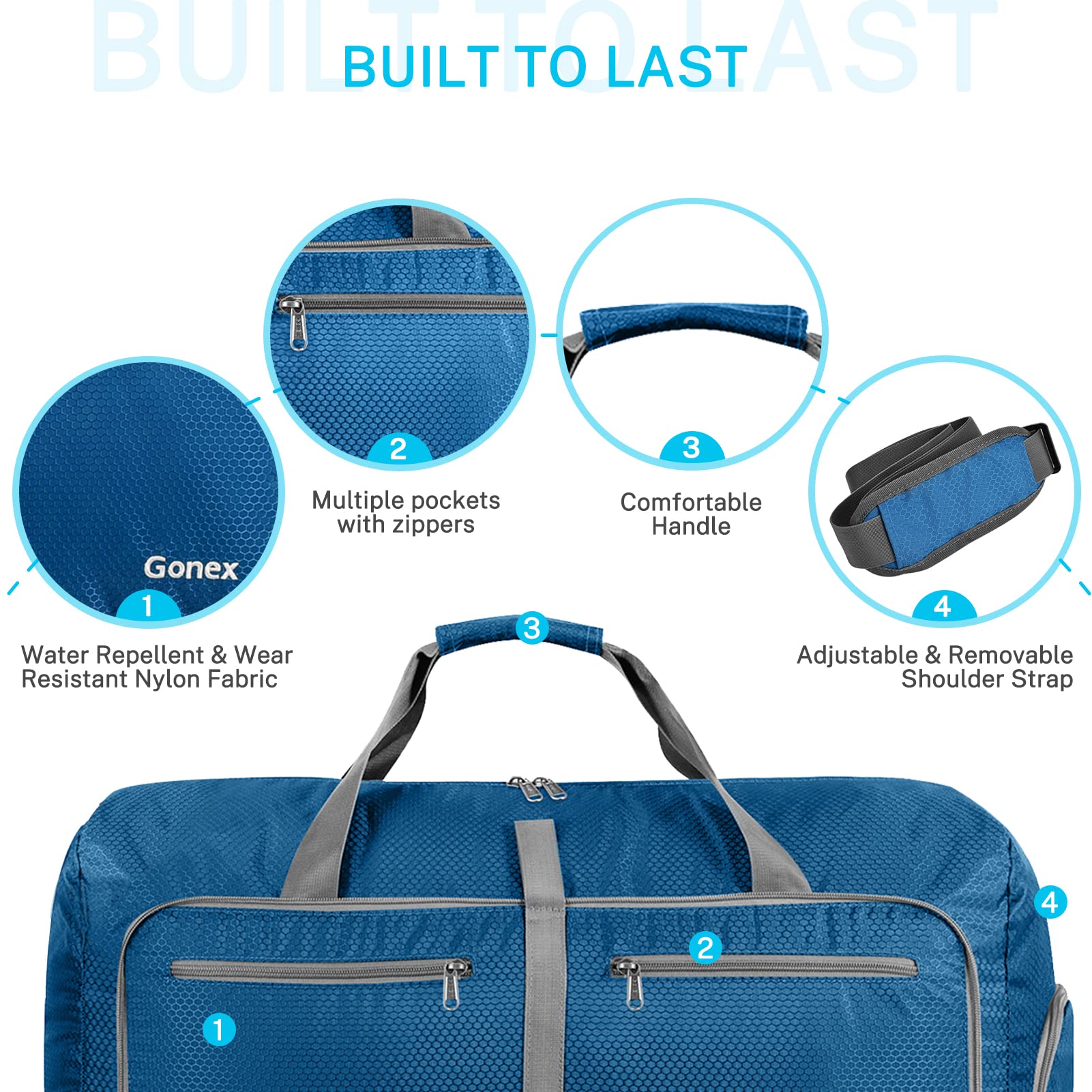 gonex-60l-collapsible-duffel-bag-with-shoes-compartment-foldable-travel-weekende image 4