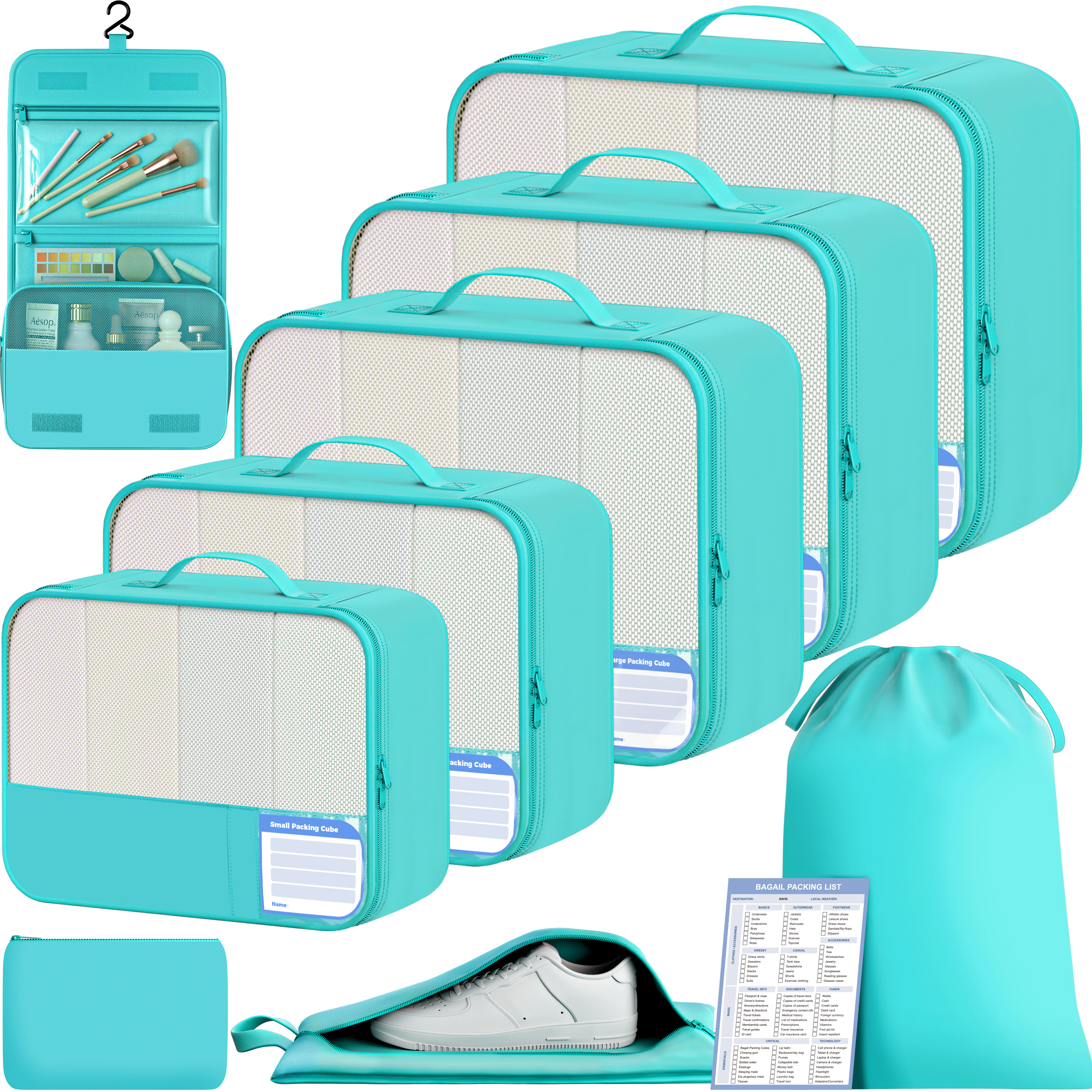 bagail-9-set-label-packing-cubes-with-packing-list-luggage-packing-organizers-fo image 8