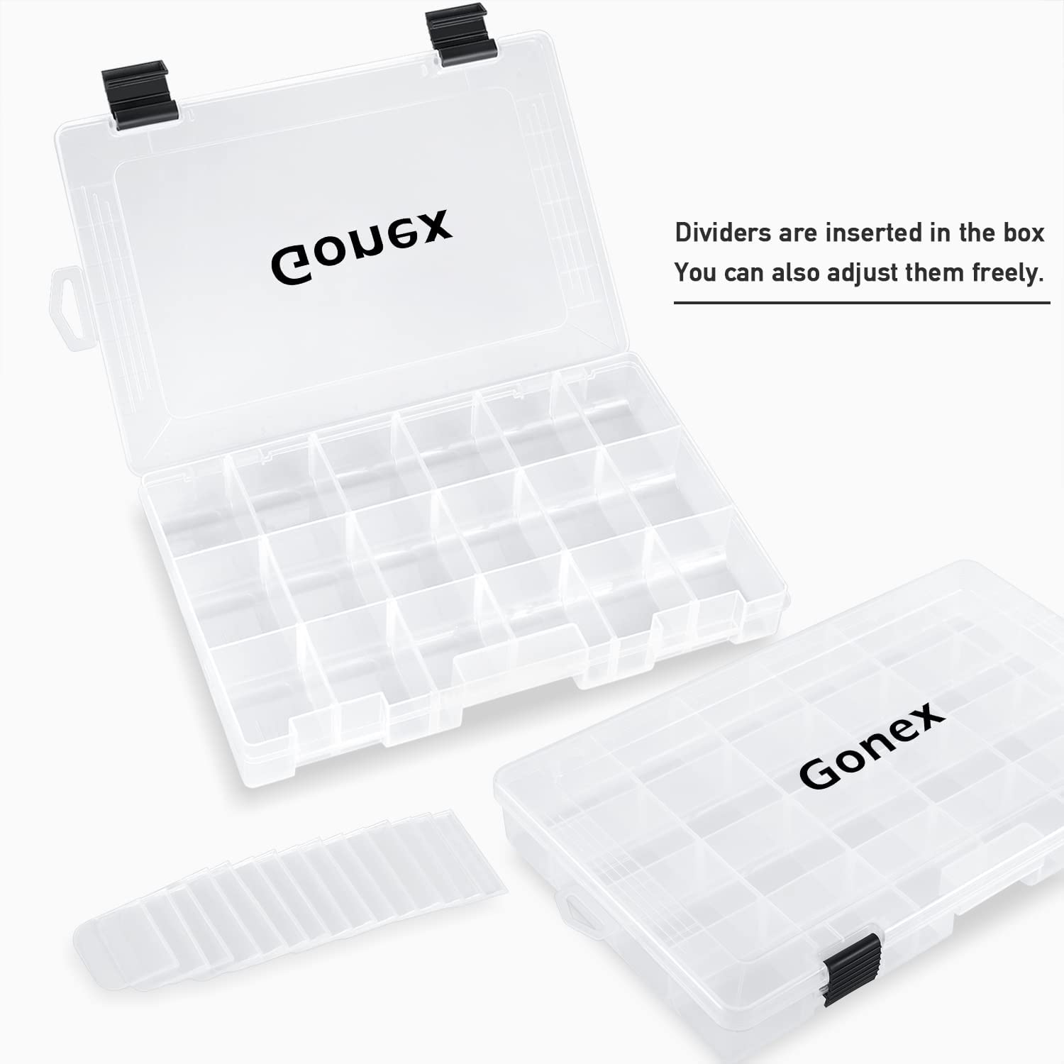 gonex-3600-tackle-boxes-adjustable-dividers-clear-pp-standard-size image 2