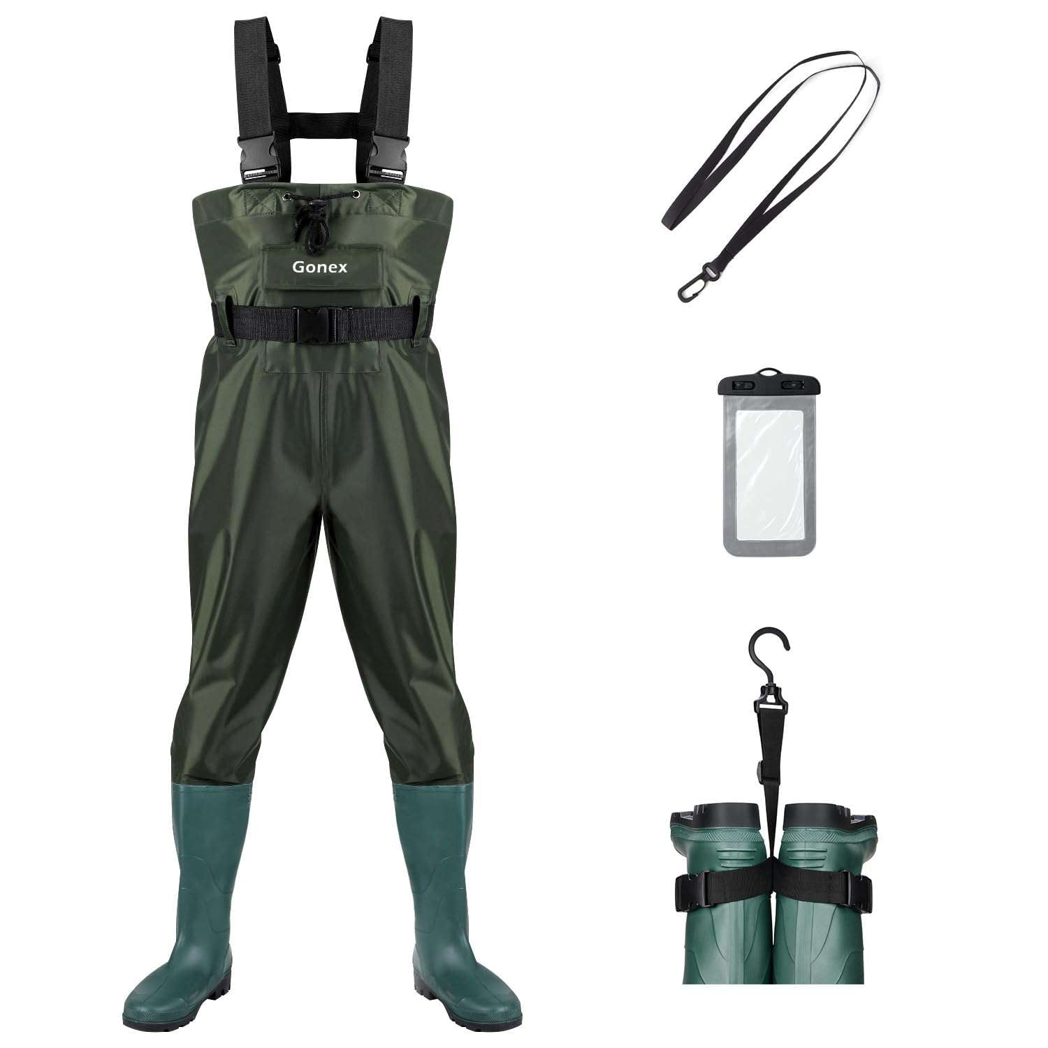 gonex-chest-waders-lightweight-waterproof-fishing-waders-with-boots-size-9-14 image 1