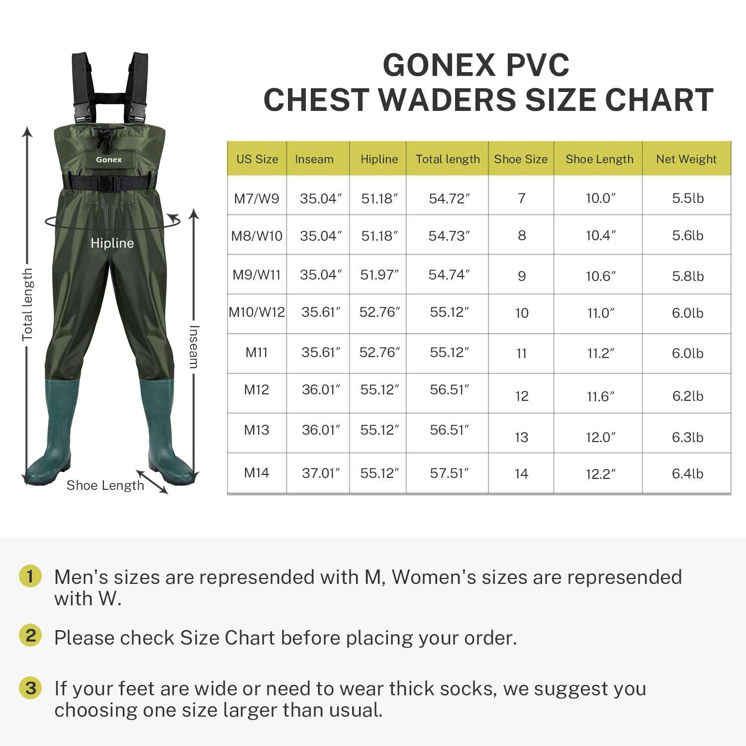 gonex-chest-waders-lightweight-waterproof-fishing-waders-with-boots-size-9-14 image 4