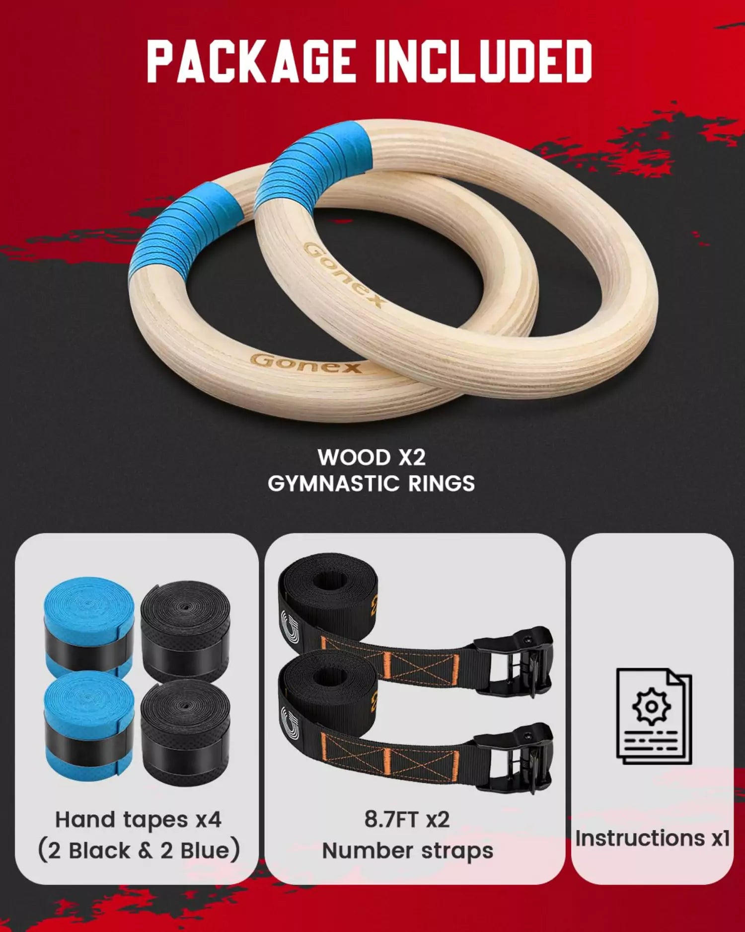 gonex-wooden-gymnastic-rings-for-strength-training-and-home-workouts image 5