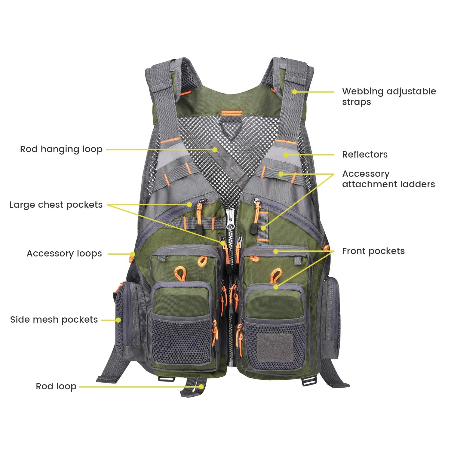 gonex-fly-fishing-vest-with-multiple-pockets-and-d-rings-adjustable-fit image 4
