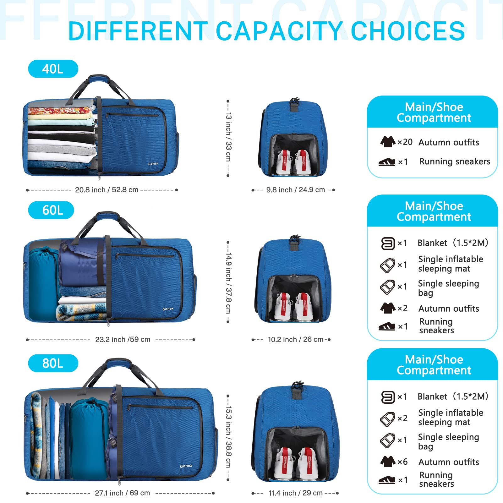 gonex-60l-collapsible-duffel-bag-with-shoes-compartment-foldable-travel-weekende image 5
