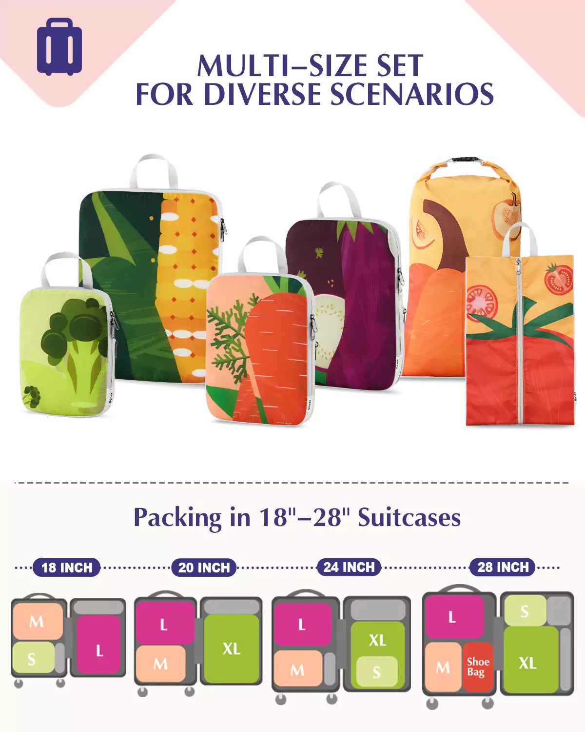 gonex-veggie-compression-packing-cubes-set-space-saving-cute-prints-dual-zipper- image 6