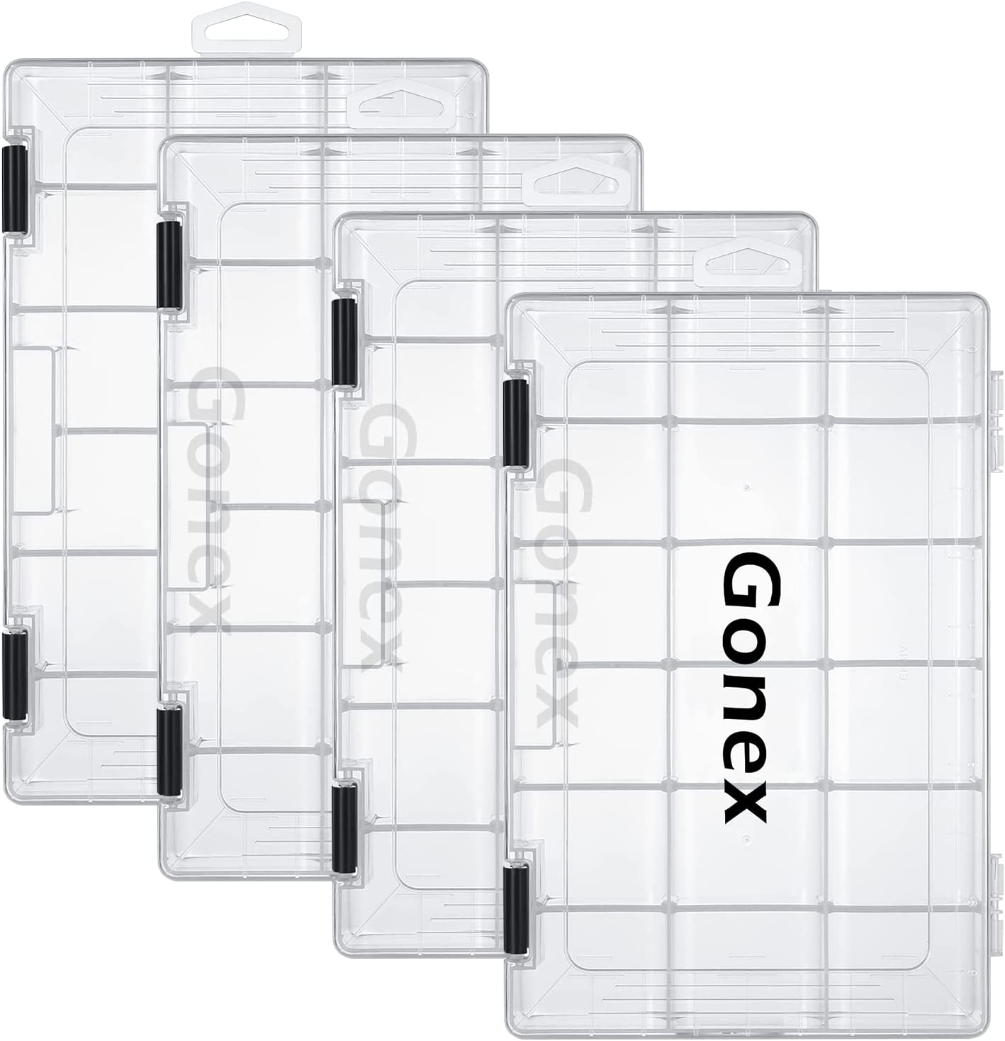 gonex-3600-tackle-boxes-adjustable-dividers-clear-pp-standard-size image 1