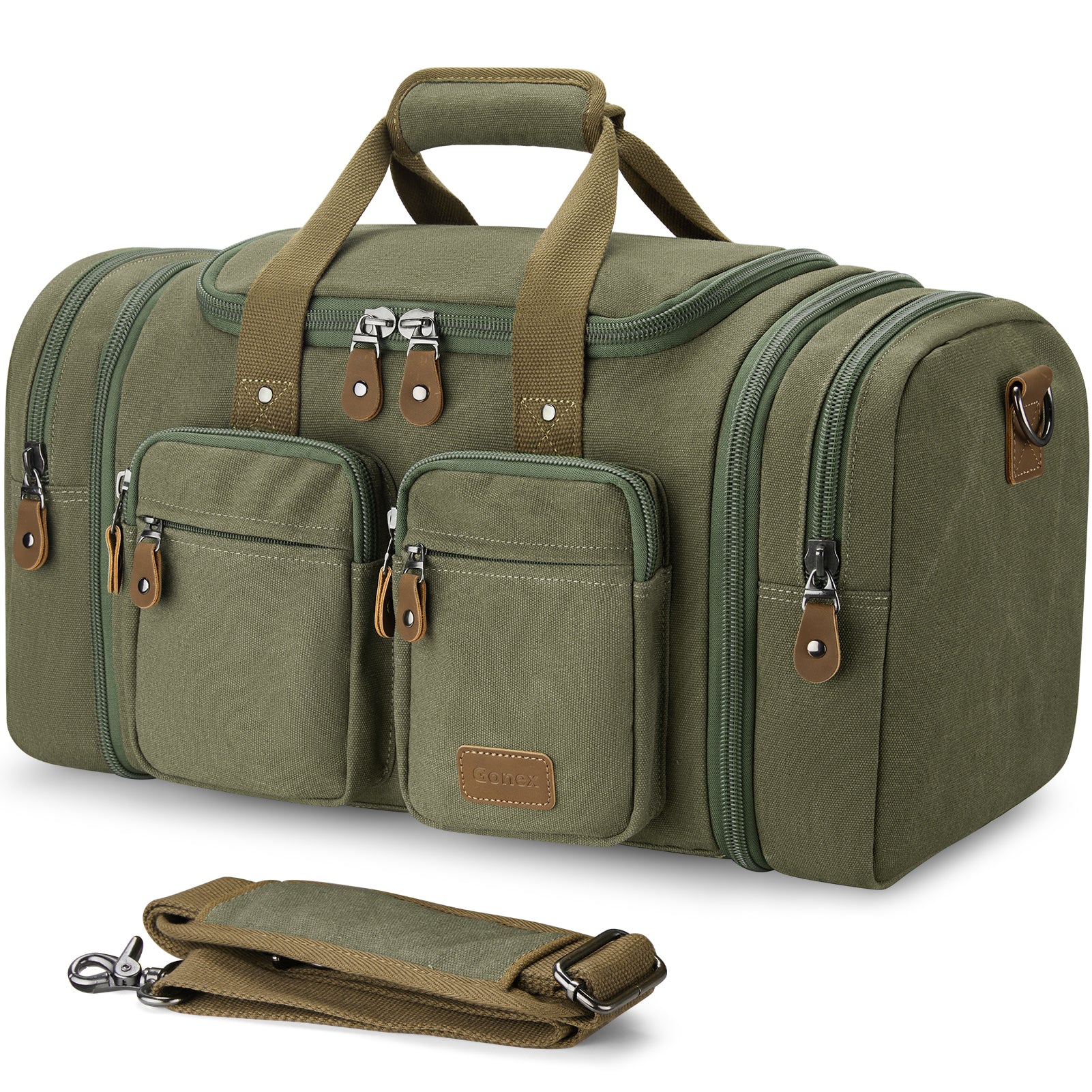 gonex-60l-expandable-canvas-duffle-bag-with-wet-dry-separation-pocket image 2