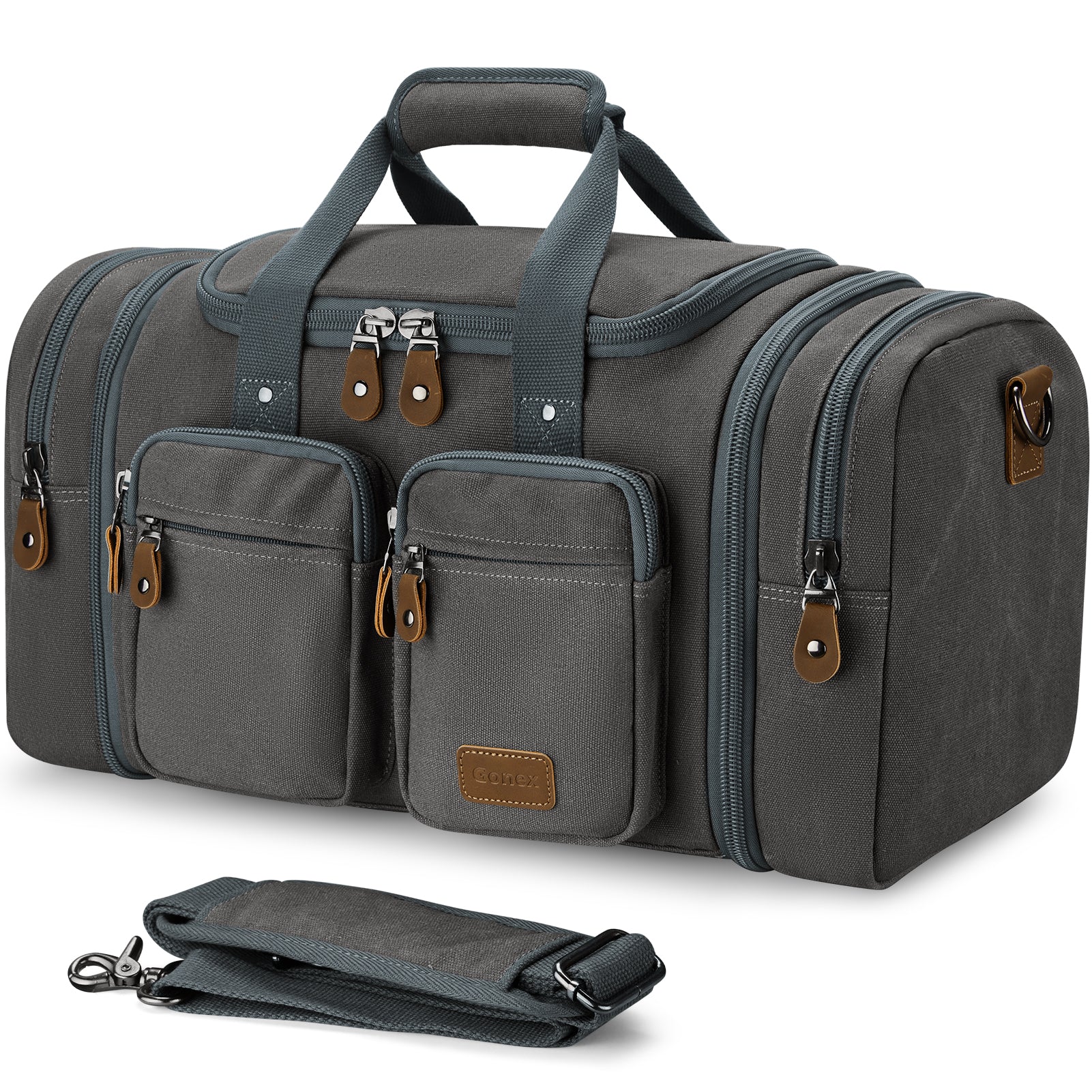 gonex-60l-expandable-canvas-duffle-bag-with-wet-dry-separation-pocket image 3