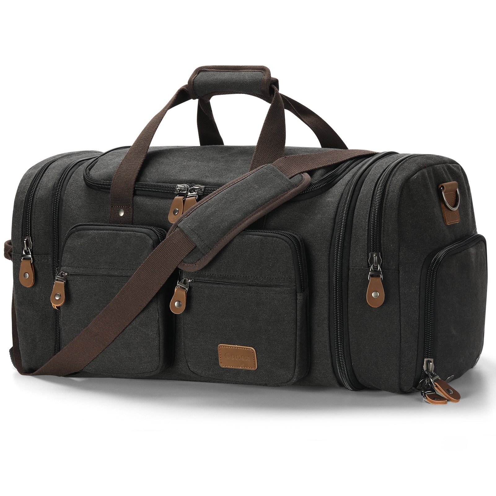 gonex-60l-expandable-canvas-duffle-bag-with-wet-dry-separation-pocket image 4