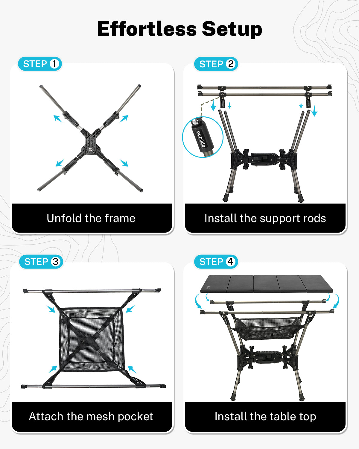 gonex-folding-aluminum-camping-table-swift-x-frame-110-lbs-capacity-mesh-pocket- image 5