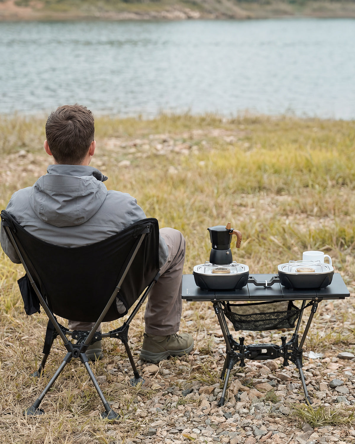 gonex-folding-aluminum-camping-table-swift-x-frame-110-lbs-capacity-mesh-pocket- image 3