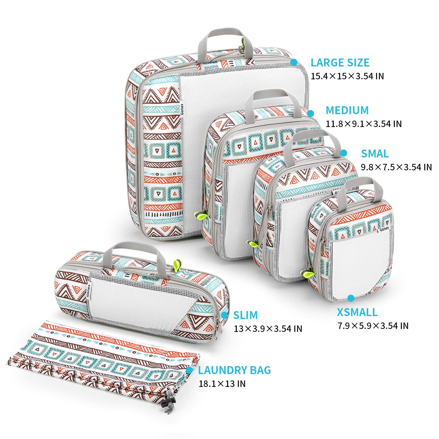 gonex-boho-compression-packing-cubes-6-piece-set image 4