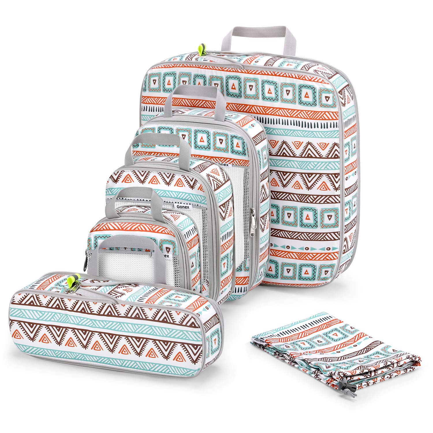 gonex-boho-compression-packing-cubes-6-piece-set image 1