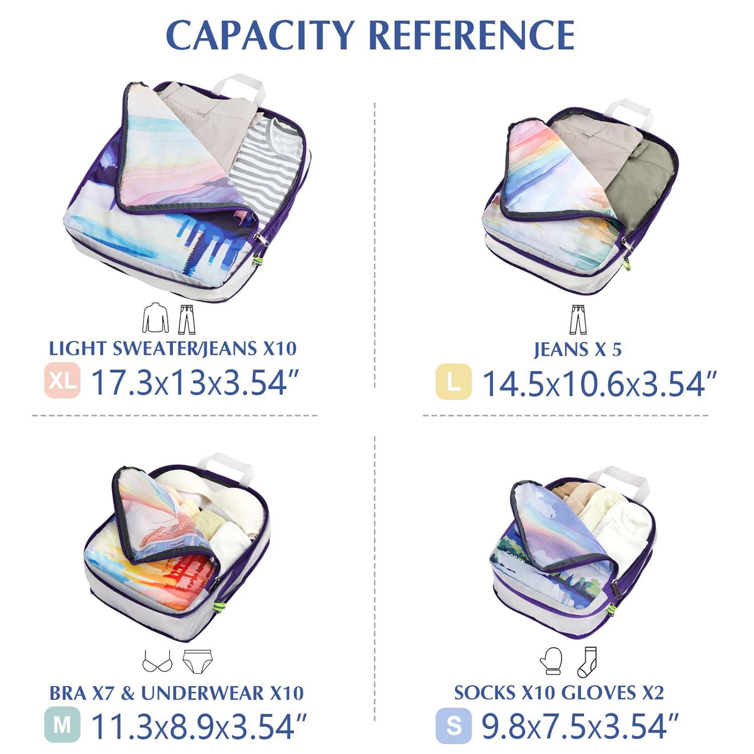 gonex-rainbow-compression-packing-cubes-4-piece-set image 4