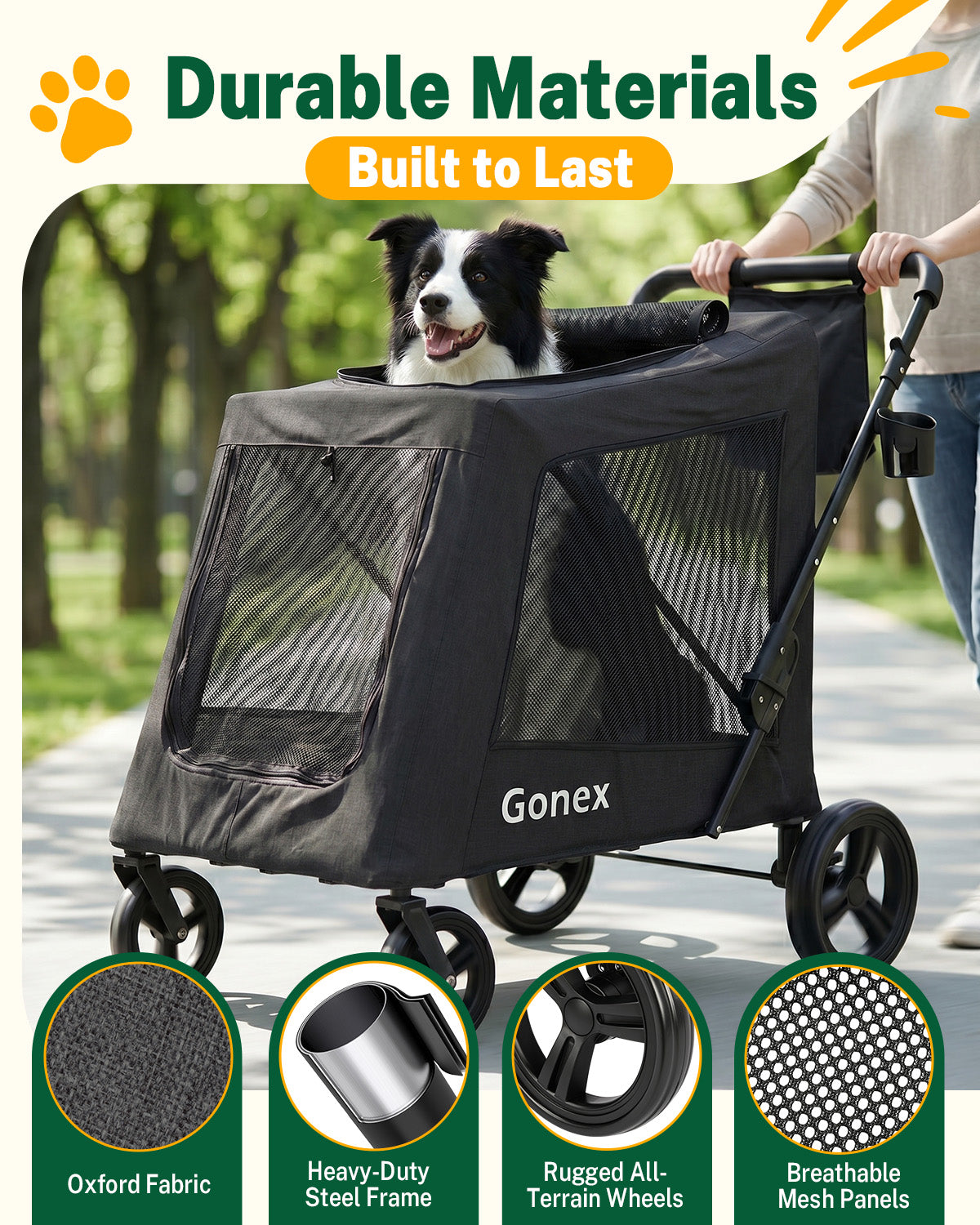 gonex-heavy-duty-dog-stroller-for-large-medium-dogs-110-lbs-capacity-all-terrain image 4