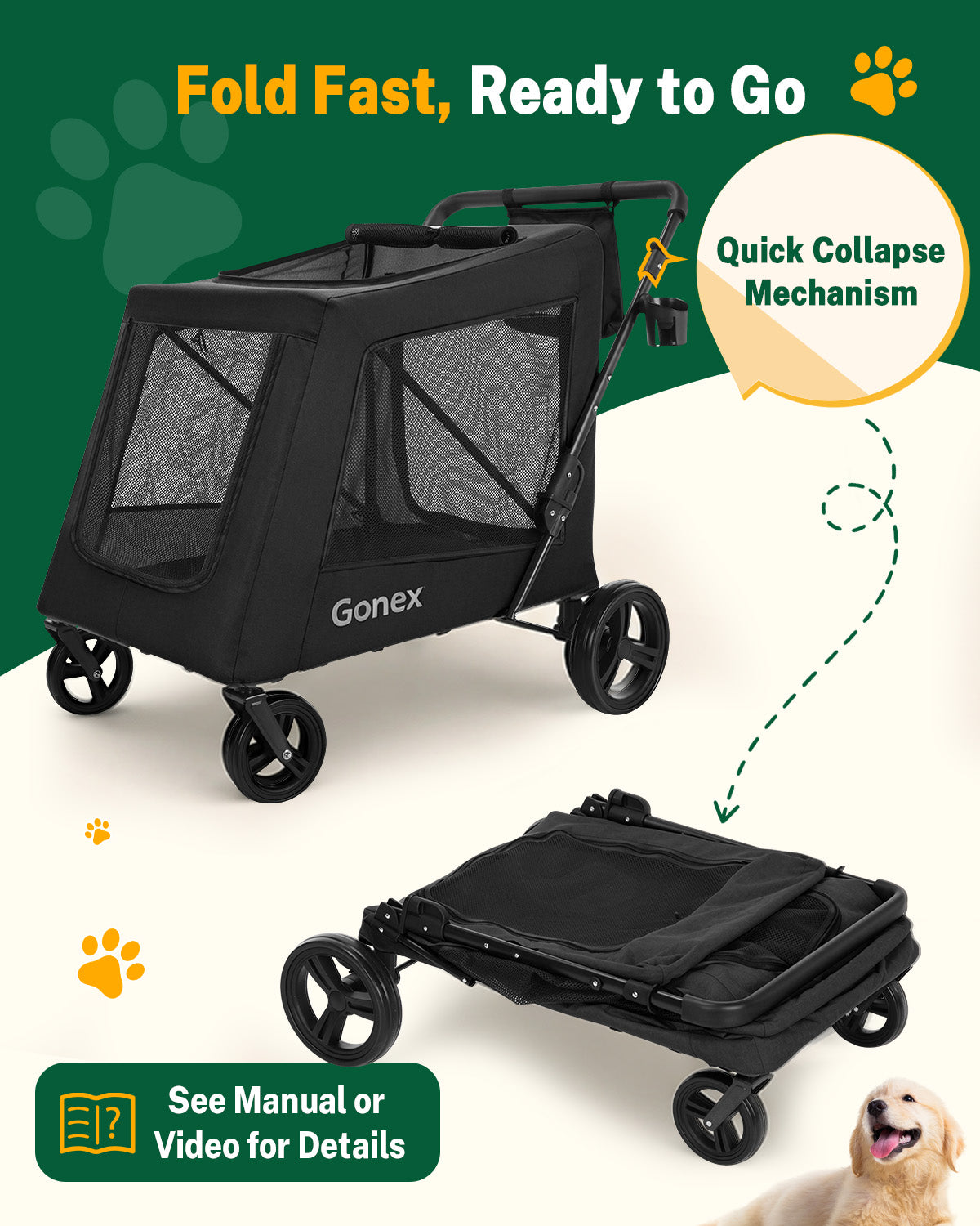 gonex-heavy-duty-dog-stroller-for-large-medium-dogs-110-lbs-capacity-all-terrain image 5