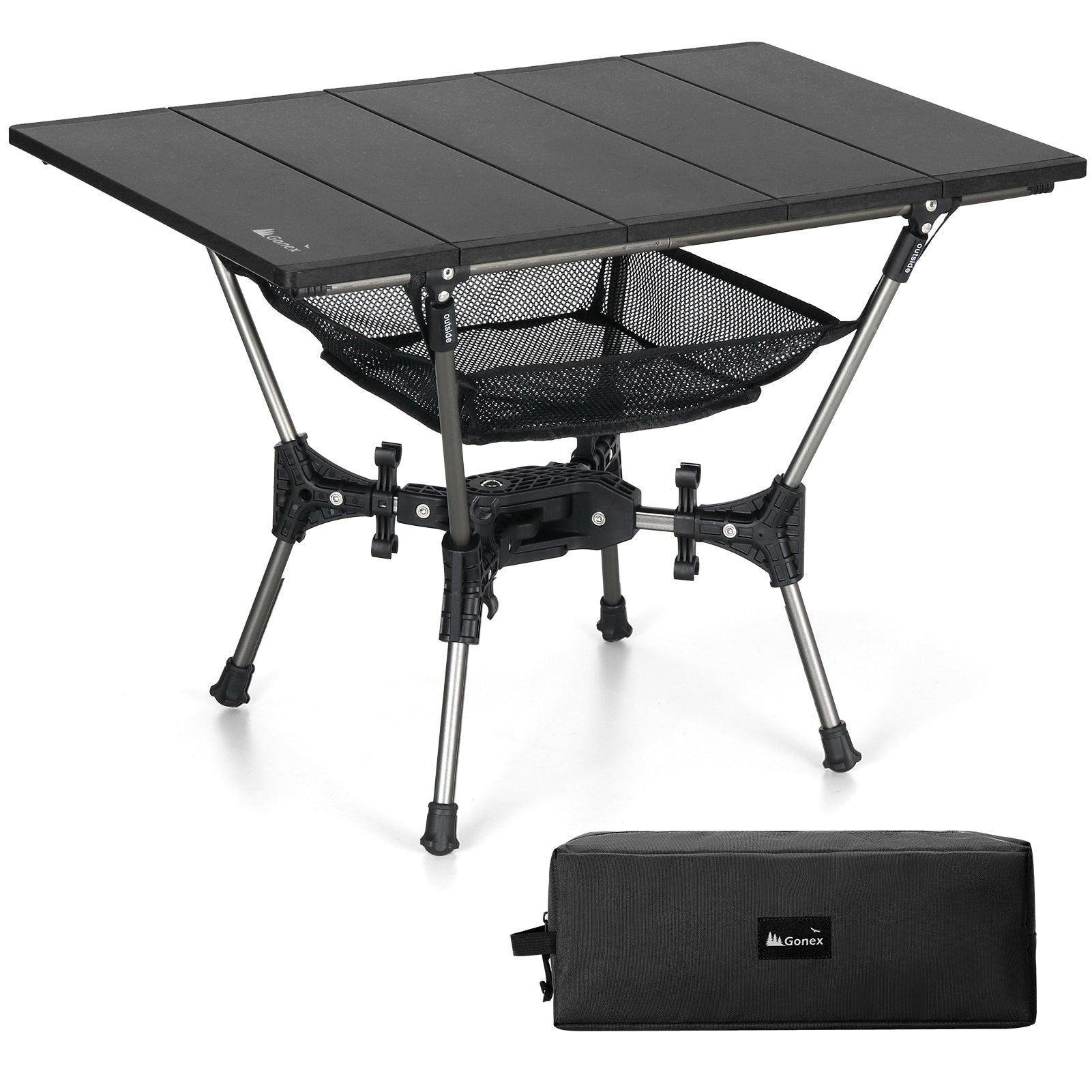 gonex-folding-aluminum-camping-table-swift-x-frame-110-lbs-capacity-mesh-pocket- image 1