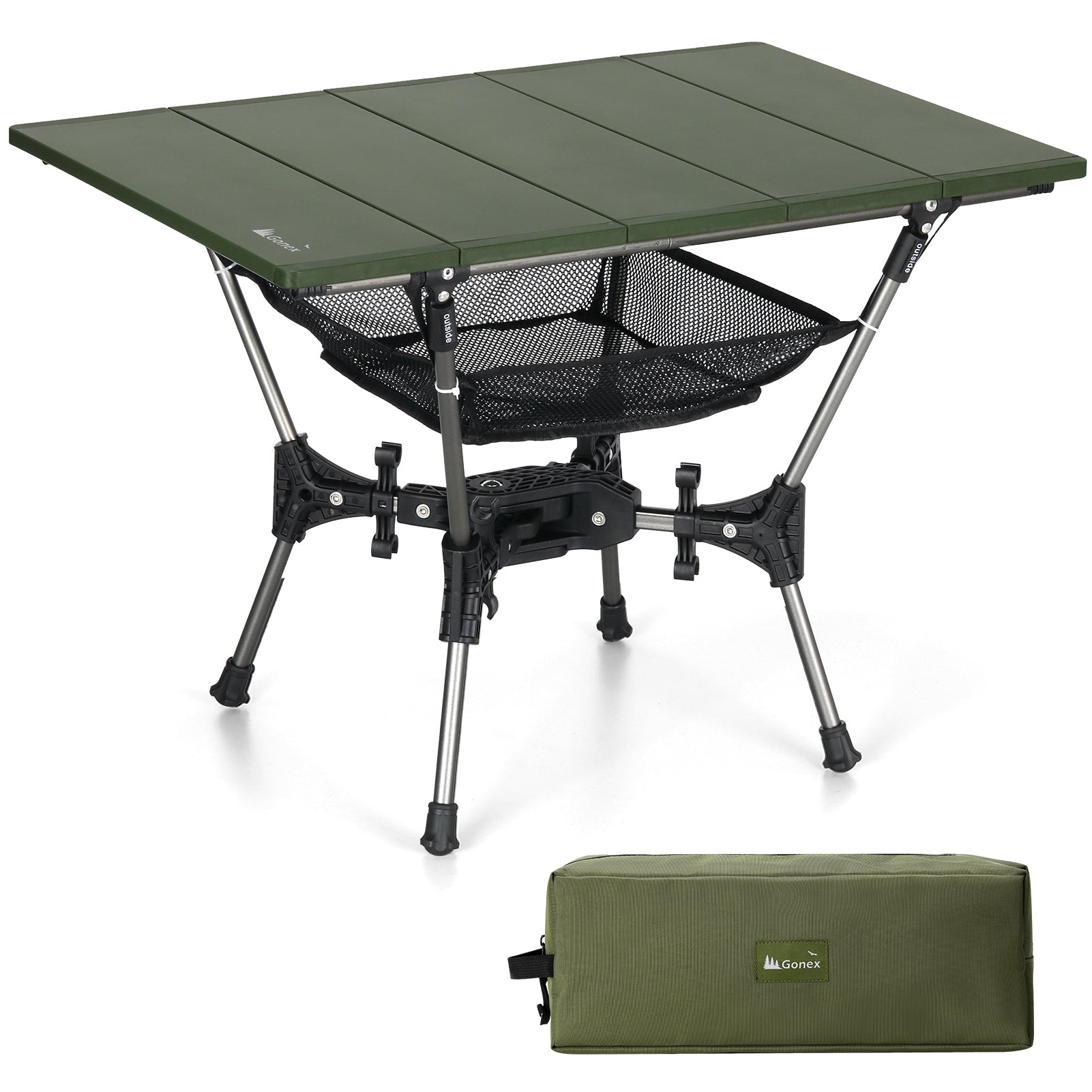 gonex-folding-aluminum-camping-table-swift-x-frame-110-lbs-capacity-mesh-pocket- image 2