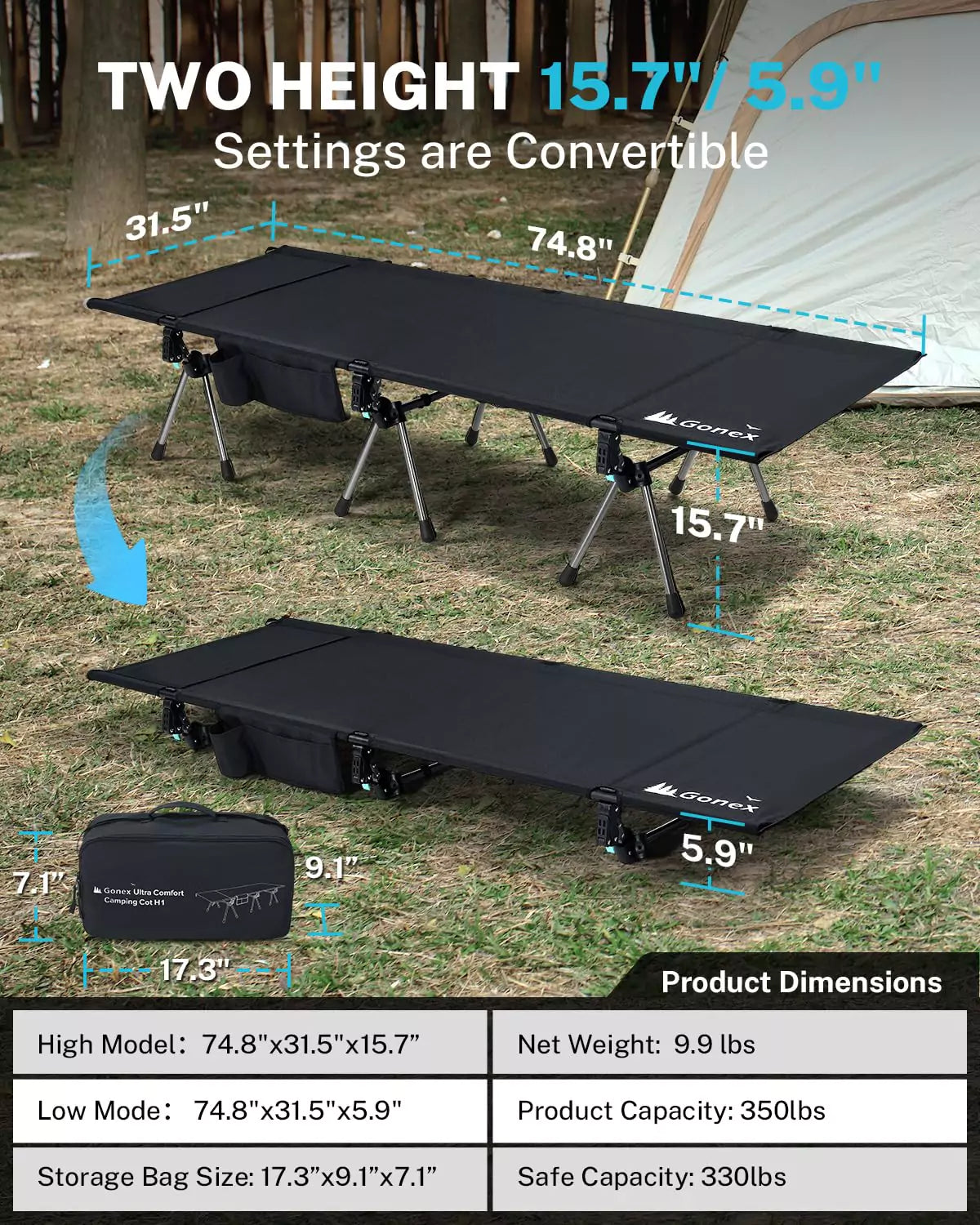 gonex-31-5-extra-wide-portable-camping-cot-with-leg-extenders-and-pillow-pocket image 5