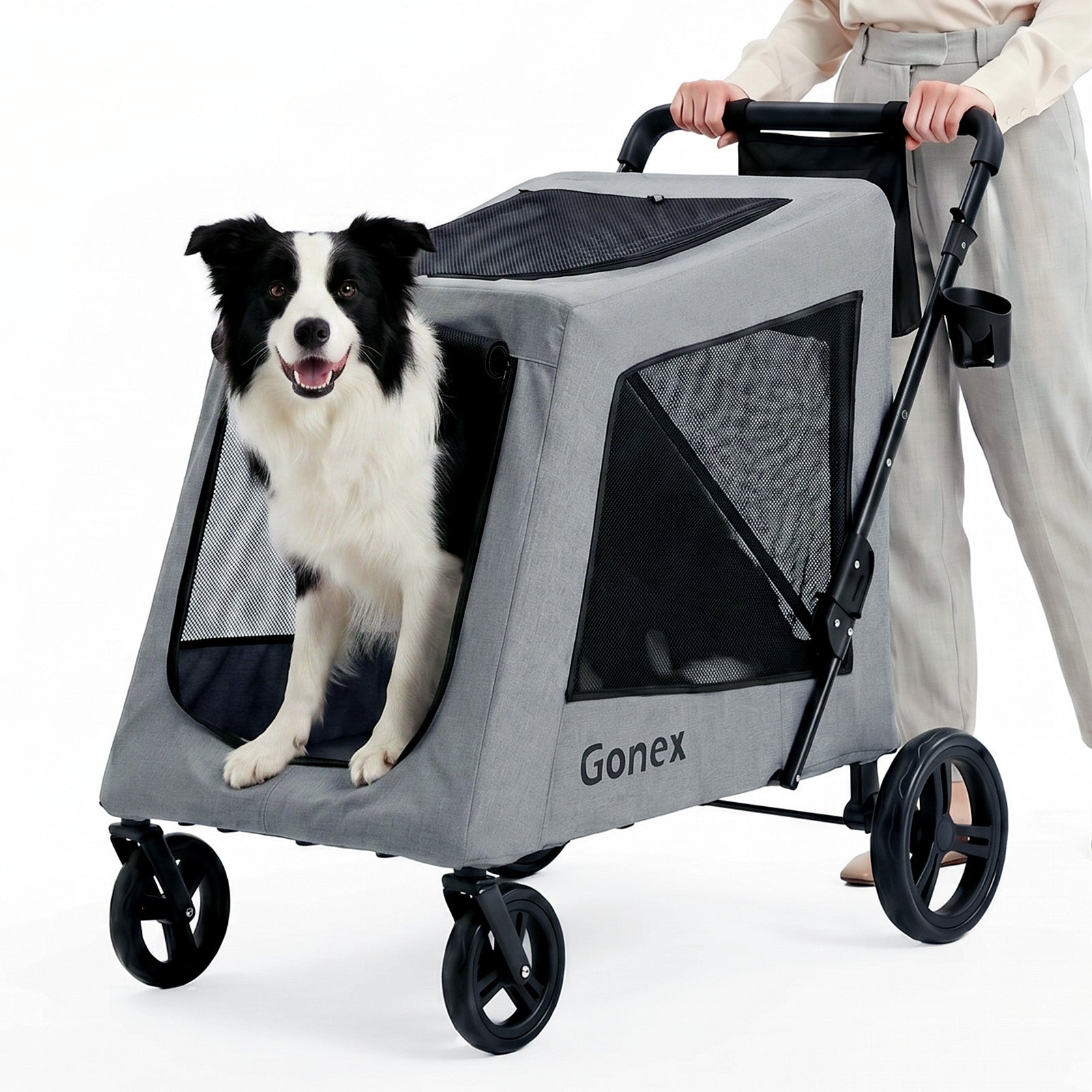 gonex-heavy-duty-dog-stroller-for-large-medium-dogs-110-lbs-capacity-all-terrain image 2