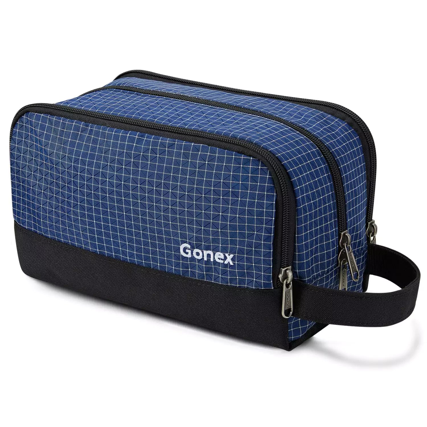 gonex-checkered-travel-toiletry-bag-water-resistant-nylon-dopp-kit-with-checkere image 7