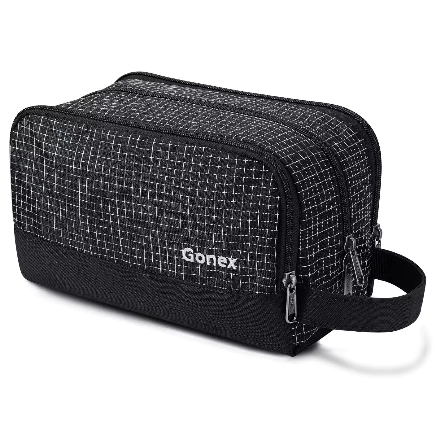 gonex-checkered-travel-toiletry-bag-water-resistant-nylon-dopp-kit-with-checkere image 1