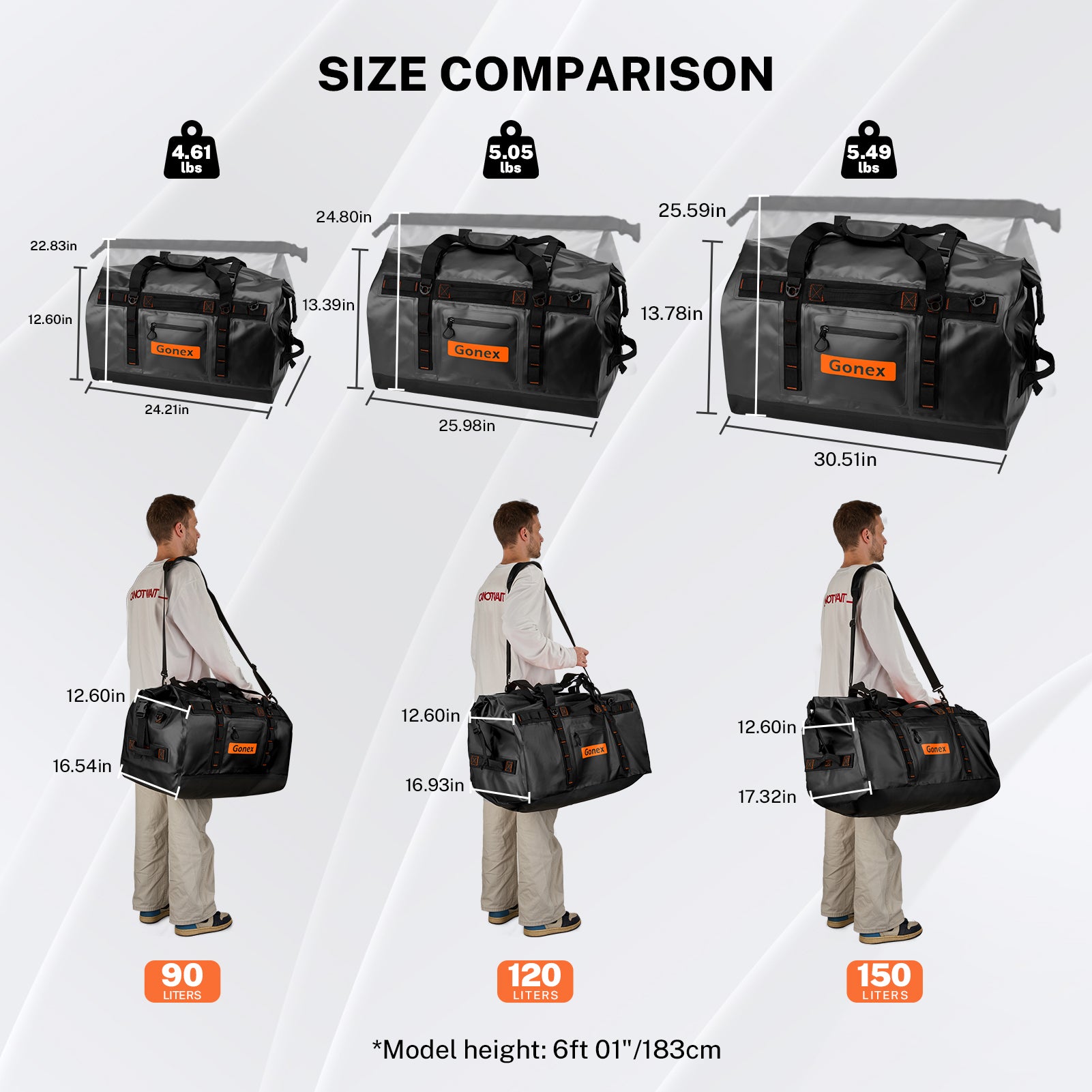 gonex-waterproof-duffle-bag-for-kayaking-camping-travel-90l-120l-150l image 6