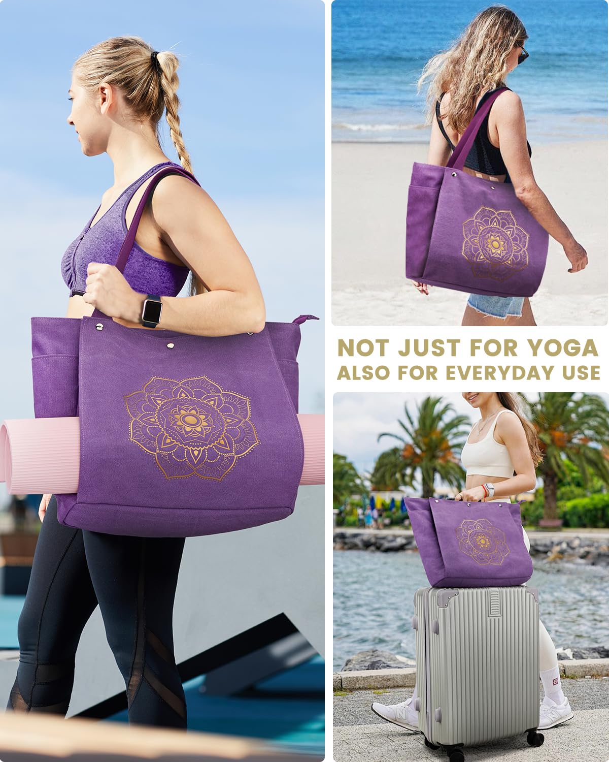 gonex-canvas-yoga-mat-bag-large-fold-out-front-pocket-20x13x5-1-inches-fits-72-m image 3