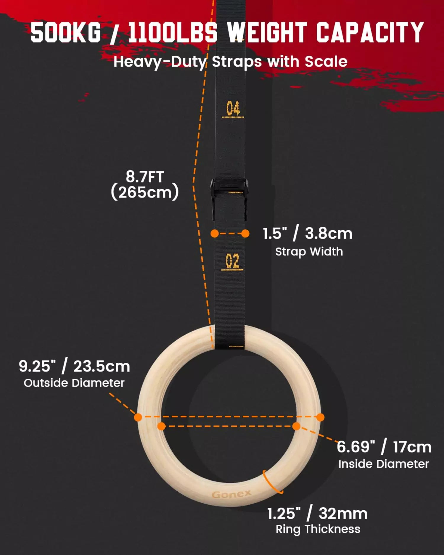 gonex-wooden-gymnastic-rings-for-strength-training-and-home-workouts image 4